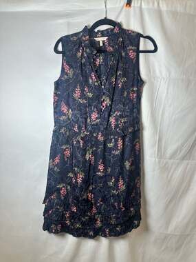 Rebecca Taylor Silk Blend Sleeveless Floral Ruffle Mini Dress
